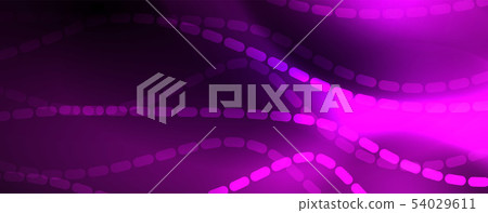 Neon vector wave lines abstract background, magic futuristic techno design 54029611