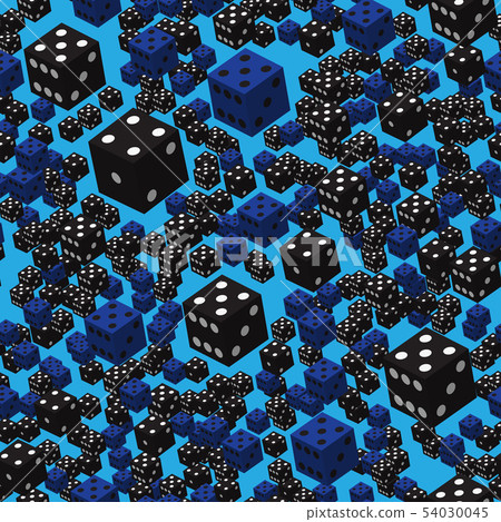 Blue Black Dice Seamless Pattern, 3D illustration 54030045