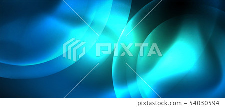 Blue neon bubbles and circles abstract background, futuristic magic techno design 54030594