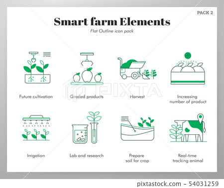Smart farm elements FlatOutline pack Smart farm elements FlatOutline pack 54031259