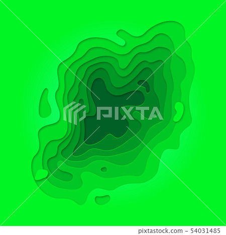Papercut green layer paper cut pattern background 54031485