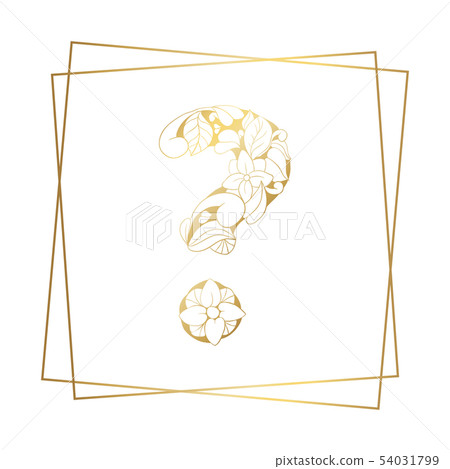 Golden Ornamental Alphabet Question Mark on White Golden Ornamental Alphabet Question Mark on White 54031799