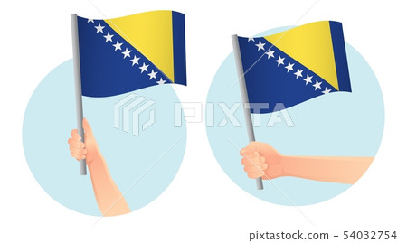Bosnia and Herzegovina flag in hand icon 54032754