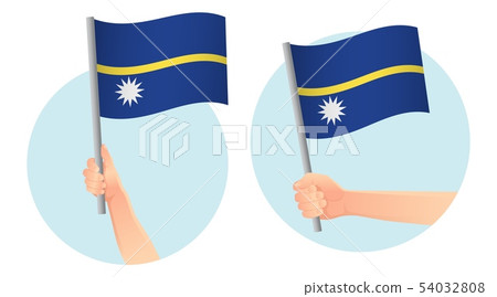 Nauru flag in hand icon 54032808