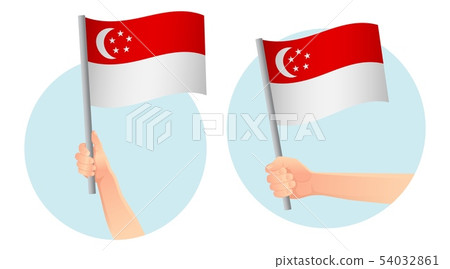 Singapore flag in hand icon Singapore flag in hand icon 54032861