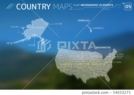 United States of America, Alaska and Hawaii Vector Maps United States of America, Alaska and Hawaii Vector Maps 54033271