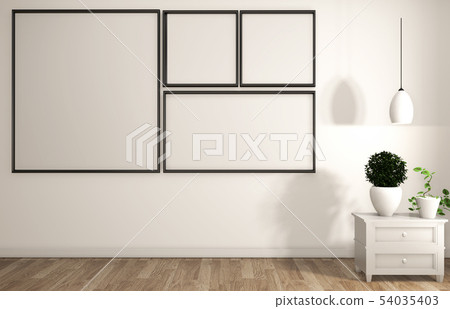 frame on white wall room zen style.3D rendering 54035403