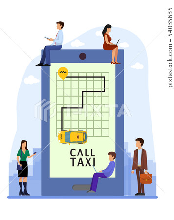 Taxi online mobile application people order taxi service with phone vector illustration. Traffic Taxi online mobile application people order taxi service with phone vector illustration. Traffic 54035635