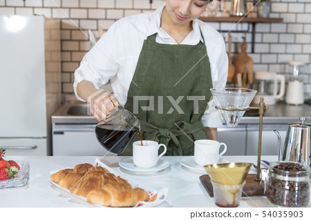 Young woman, cafe, waitress, floor staff 54035903