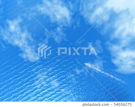 雲，尾波和閃閃發光的海洋風光1-概述3DCG-12 54036275