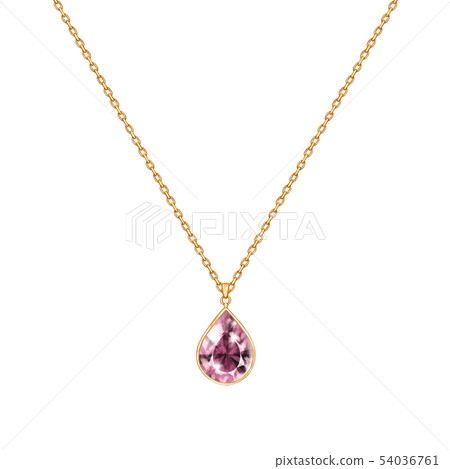 Golden chain necklace with gem 54036761