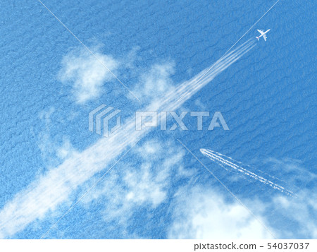 Scenery with contrails, wakes and glittering sea 1-Overview CG-01 54037037