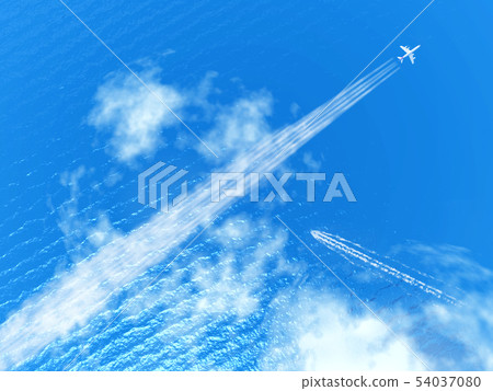 Sparkling scenery of contrails, wakes and sea 1-Overview CG-02 54037080