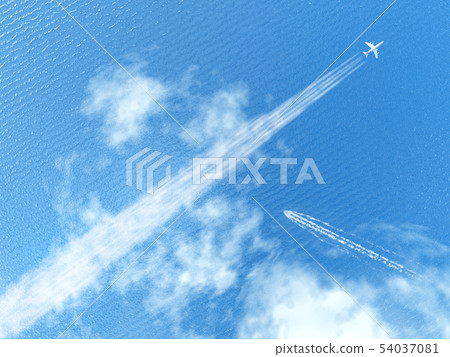 Sparkling landscape of contrails, wakes and sea 1-Overview CG-03 Sparkling landscape of contrails, wakes and sea 1-Overview CG-03 54037081