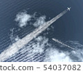 Scenery with contrails, wakes and glittering sea 1-Overview CG-04 54037082