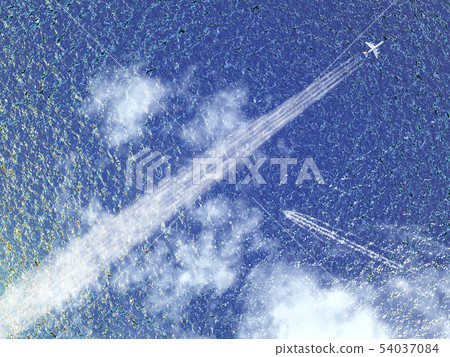 Scenery with contrails, wakes and glittering sea 1-Overview CG-06 Scenery with contrails, wakes and glittering sea 1-Overview CG-06 54037084