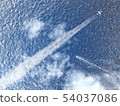 Sparkling scenery of contrails, wakes and sea 1-Overview CG-08 54037086