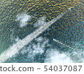 Sparkling landscape of contrails, wakes and sea 1-Overview CG-09 54037087