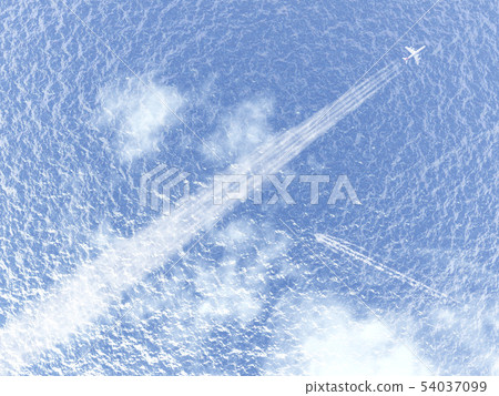 凝結尾跡,尾流和海洋的波光粼粼的風景1-概述CG-12 凝結尾跡,尾流和海洋的波光粼粼的風景1-概述CG-12 54037099