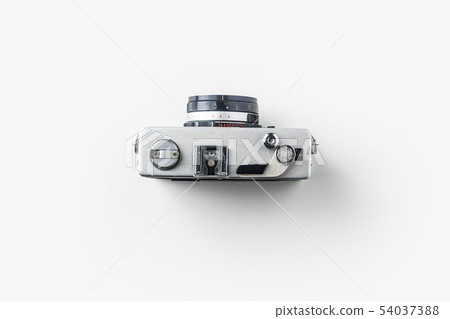 Top view of vintage cameras on white background Top view of vintage cameras on white background 54037388