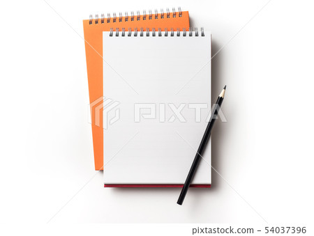 orange spiral notebook on white background 54037396