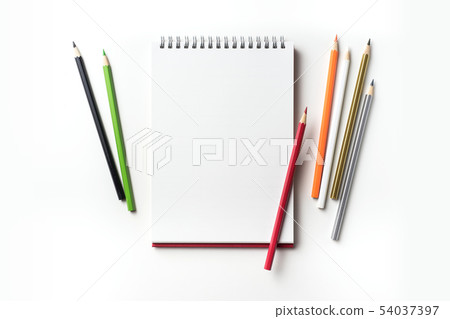orange spiral notebook on white background 54037397