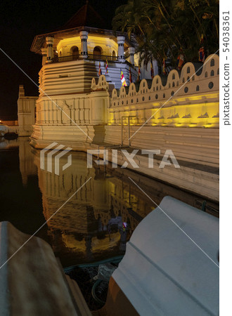 Temple of the Tooth Relic and Reflections Before Dawn in Kandy Sri Lanka 54038361