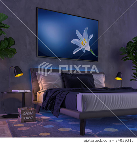 Multicolor interior lights - bedroom. 3D 54039313