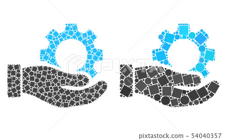 Gear Service Hand Icon Mosaics of Squares and Circles Gear Service Hand Icon Mosaics of Squares and Circles 54040357