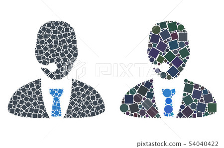 Call Center Manager Icon Mosaics of Squares and Circles 54040422