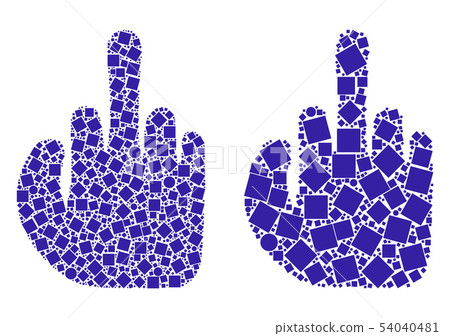 Asshole Finger Icon Mosaics of Squares and Circles 54040481