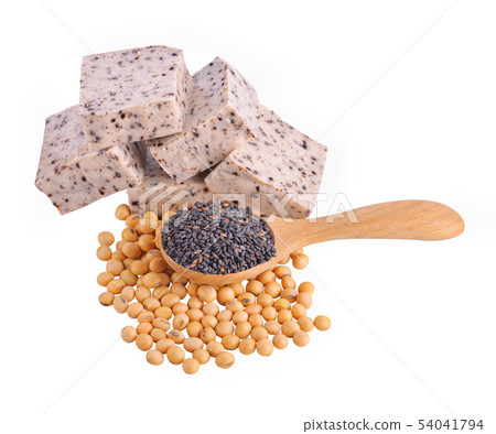 Tofu and sesame isolated on white background Tofu and sesame isolated on white background 54041794