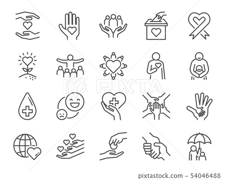 Charity line icon set.  54046488