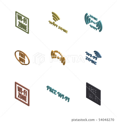Set of 3D wireless icons, vector illustration. 54048270