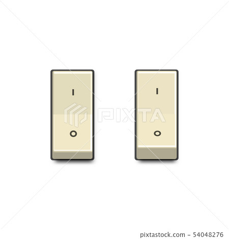 Set of realistic toggle switches in on and off. Set of realistic toggle switches in on and off. 54048276