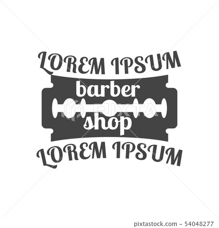 Grey emblem for barber shop, vector illustration. 54048277