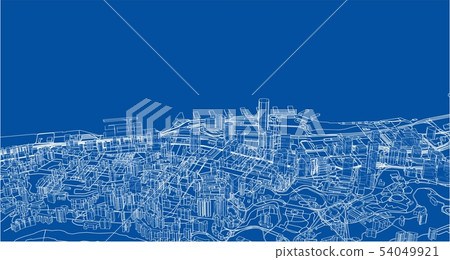 Outline city concept. Wire-frame style 54049921