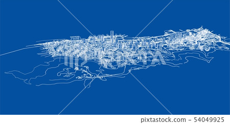 Outline city concept. Wire-frame style 54049925