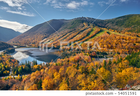 View of Echo Lake from Artist's Bluff in autumn 54051591