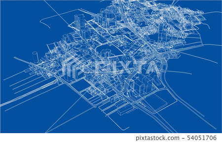 Outline city concept. Wire-frame style 54051706