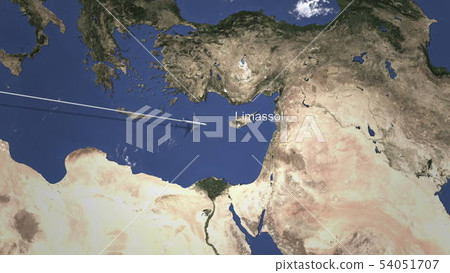 Commercial plane arrives to Limassol, Cyprus, 3D rendering 54051707