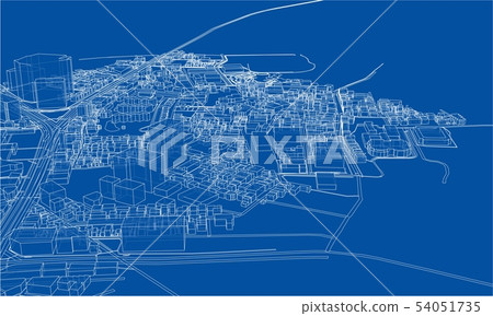 Outline city concept. Wire-frame style 54051735