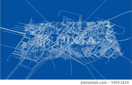 Outline city concept. Wire-frame style Outline city concept. Wire-frame style 54051824