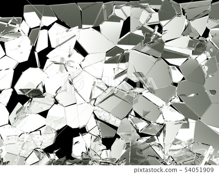 Pieces of glass broken or cracked on black 54051909
