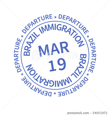 Brazil International travel visa stamp on white. Arrival sign violet rubber stamp with texture 54051972