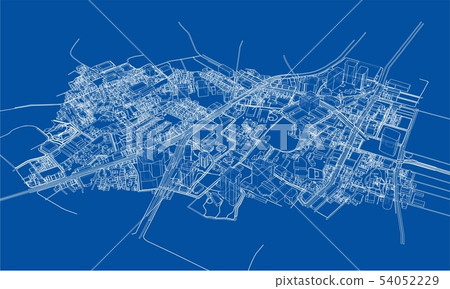 Outline city concept. Wire-frame style 54052229