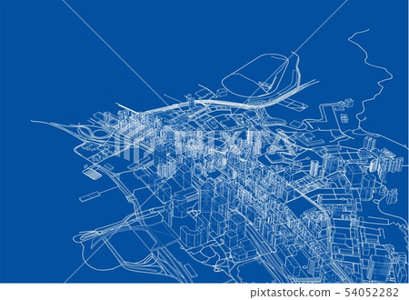 Outline city concept. Wire-frame style Outline city concept. Wire-frame style 54052282
