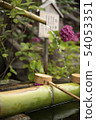 竹噴泉和繡球花 54053351