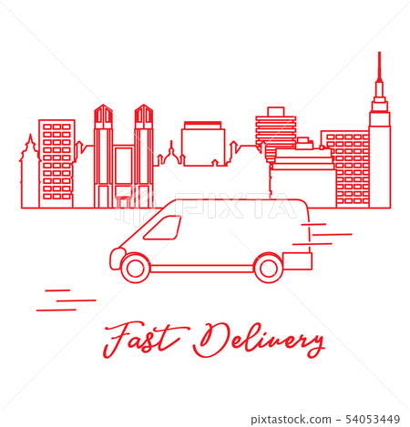 Delivery by car in the city Delivery by car in the city 54053449