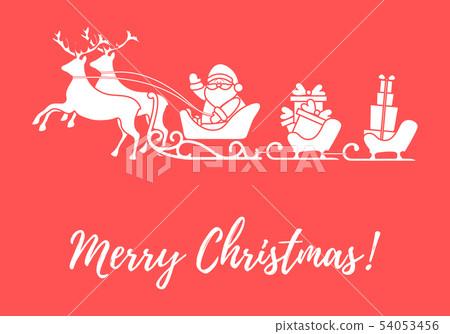 Santa Claus with Christmas presents in sleighs Santa Claus with Christmas presents in sleighs 54053456